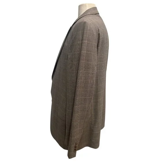 Cremieux Collection 46L Wool Blazer Loro Piana Fabric Windowpane Plaid Canada